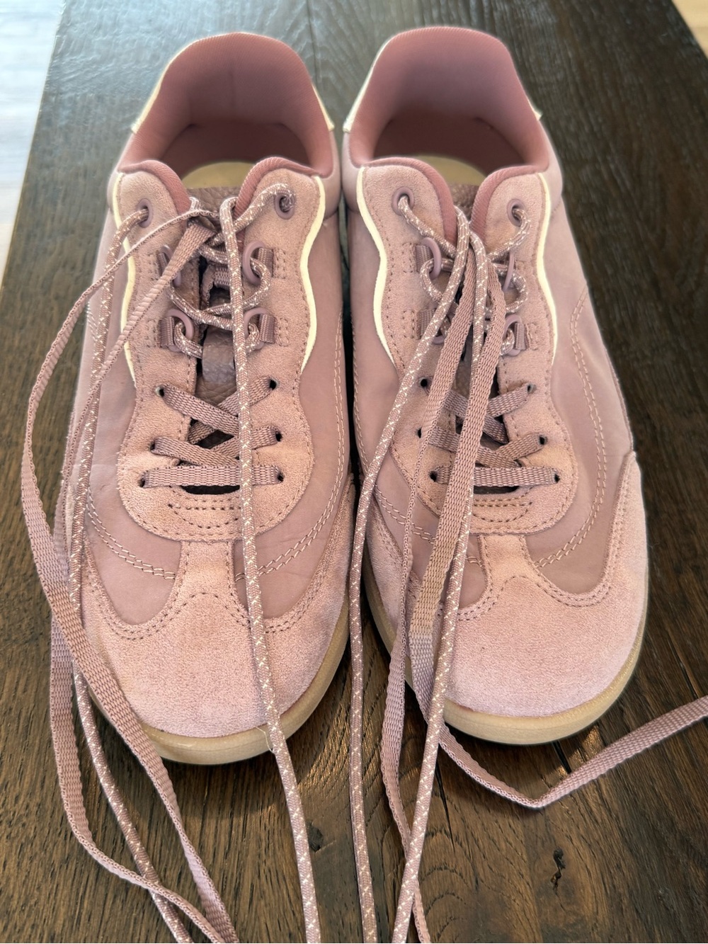 Zara Women's sz 39 (US 8) Suede Lace-Up Sneakers - Dusty Rose